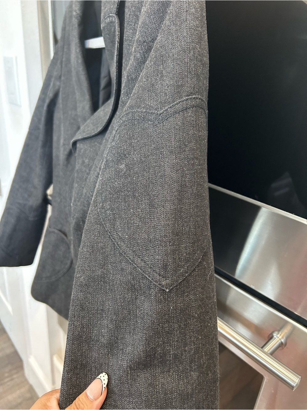 Vintage Escada Dark Gray denim Heart-Appliqué Zip Jacket size 38 slight wear GUC - Picture 11 of 15